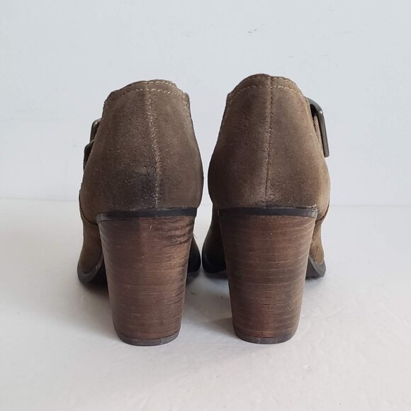 New 5.5 MIA Coyote Shoes heel Ankle Strap Booties Cowgirl Suede Taupe - Picture 3 of 10